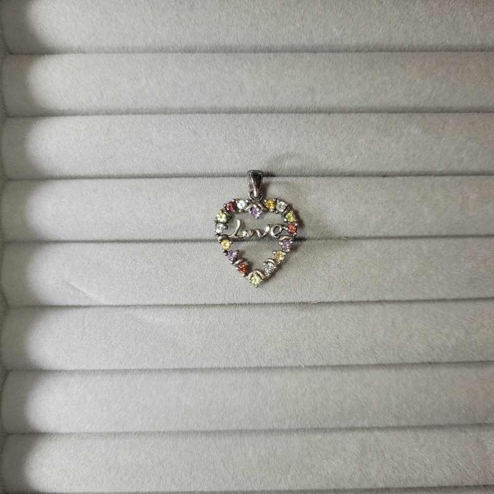 RSE Sterling Silver LOVE Multigemstone Necklace Pendant